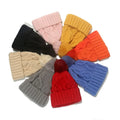 Landfond Accessory Womens Winter Figure 8 Plaid Jacquard Knitted Beanie Pompom Soft Warm Hat