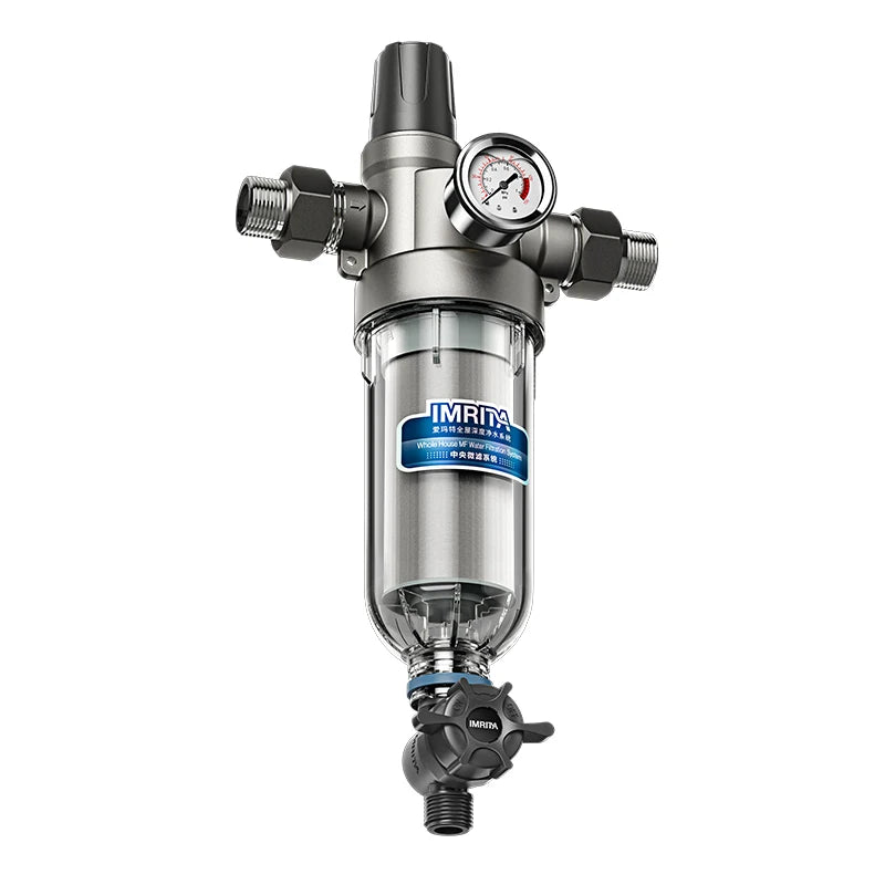 IMRITA 50 Micron Whole House Reusable Flushable Spin Down Sediment Water Filter Pre-Filtration System