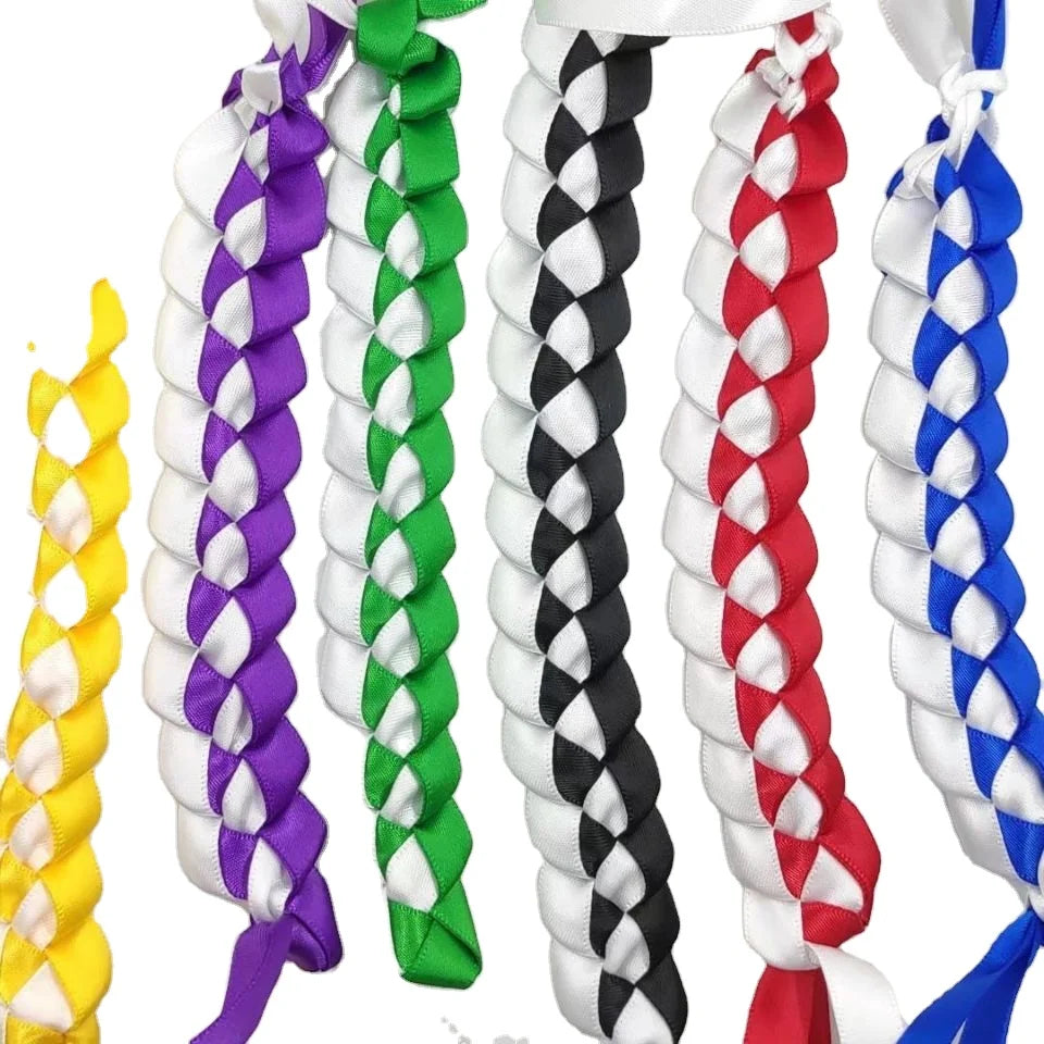 Wholesale Double Face Satin Braid Graduation Hawaiian Ribbon LEI Grad Party Luau Sports Team Celebration
