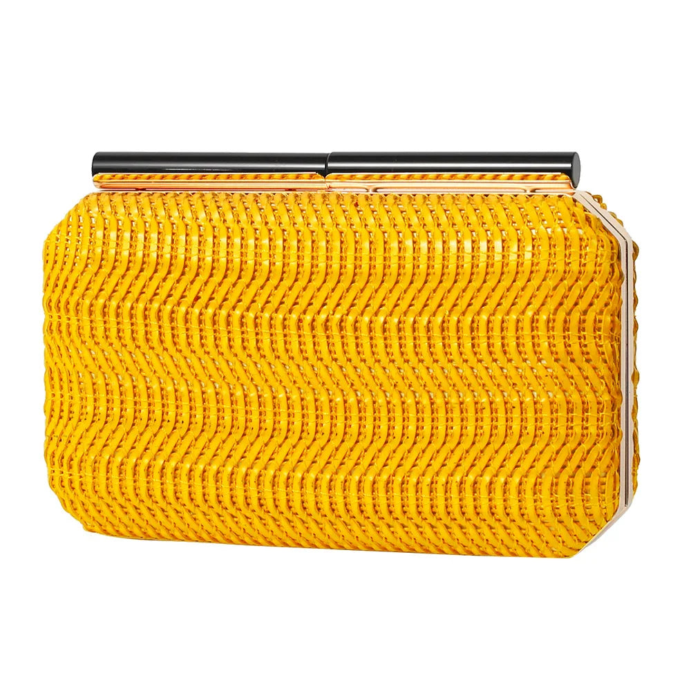 New Design Weaving Pu Leather Creative Wedding Party Female Bridal Bag Fashion Clutch Purses for Women