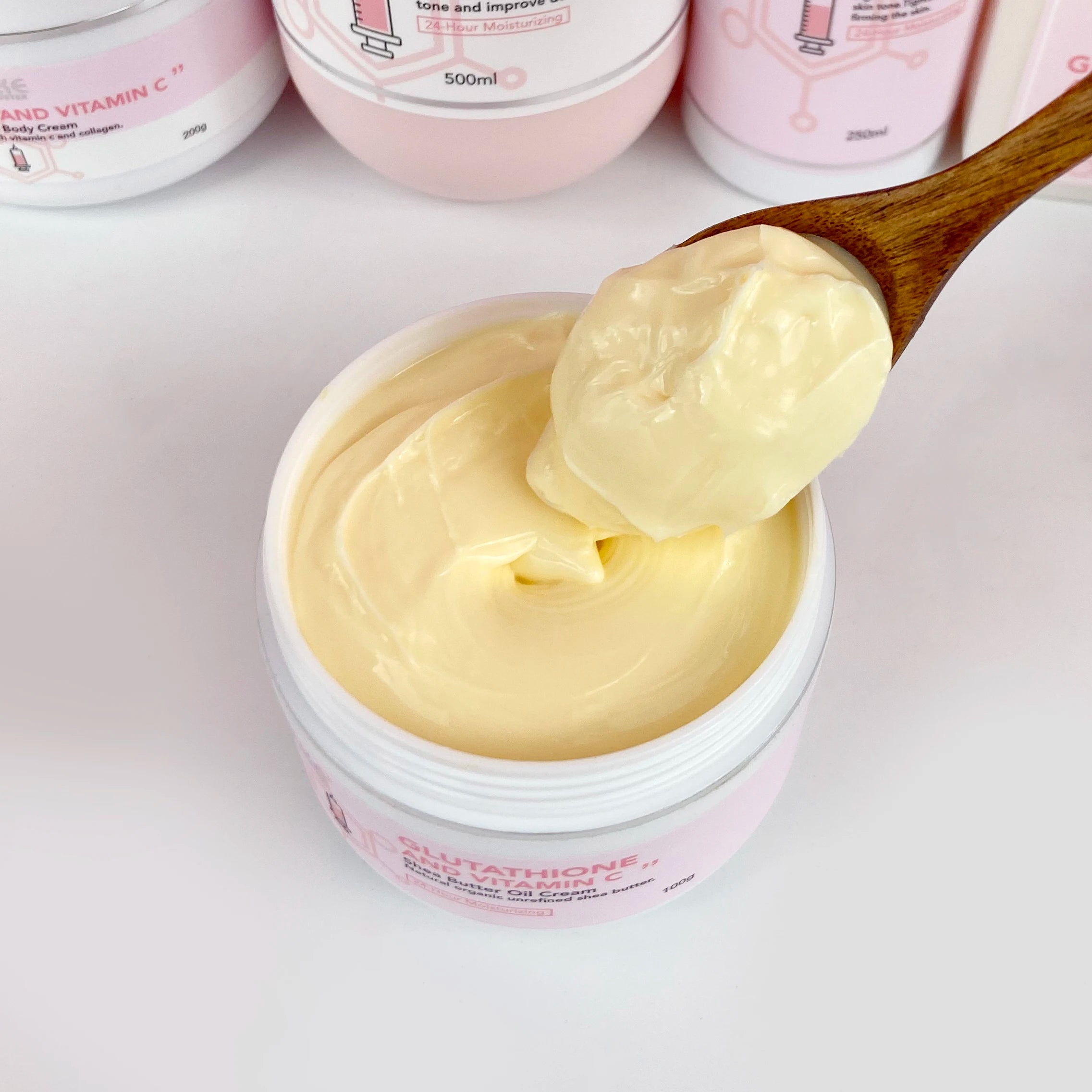 Private Label Organic Shea Butter Body Cream 24-Hour Whitening and Moisturizing Lotion 100g Vegan Ingredients