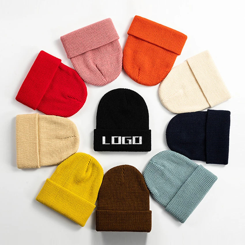 Beanie Hat Wholesale Unisex All Over Print Winter Hat Custom Logo Acrylic Knitted Cuffed Beanie Hats