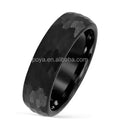 POYA Jewelry Unisex  6mm Black Hammered Tungsten Carbide Ring Trendy Wedding Engagement Anniversary Party Gift