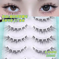 Festind L for Shaped Handmade Thick False Eyelashes Clear Band Winged Cat Eye Natural Look Faux Mink Lashes Black Cotton Stalk