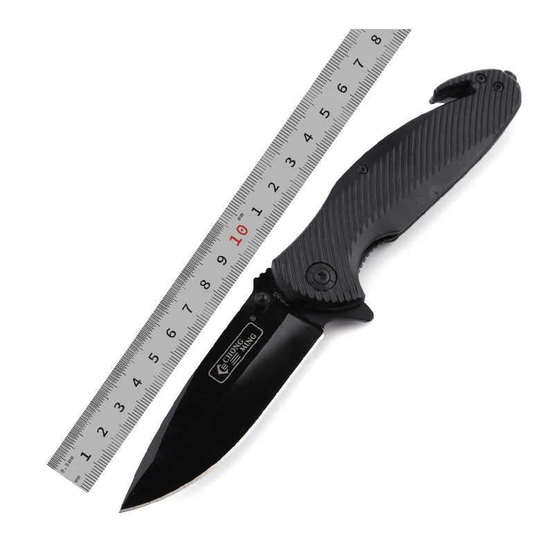Factory Direct Price Black Hunting Outdoor Survival Self Defense Tactical Pocket Knife with Nonslip Handle