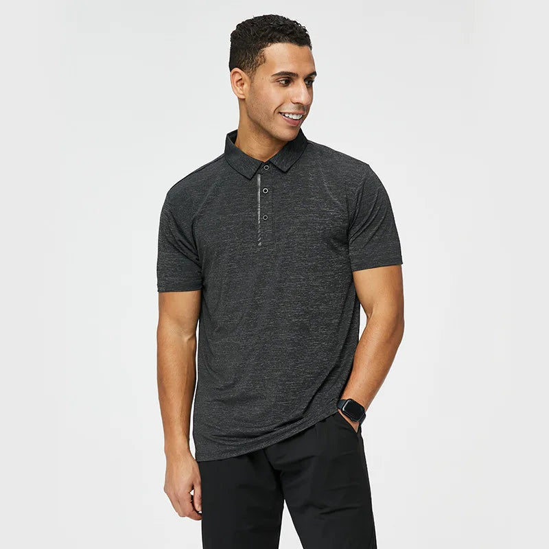 MAYYOUNG Men's  Short Sleeve for Polo Shirts High Quality Knitted Fitness Running Sports Active Wear Solid Pattern Collar