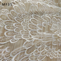 Hot Selling New Cotton Lace Fabric Embroidered Feather Pattern Elegant Wedding Dress Lace Mesh