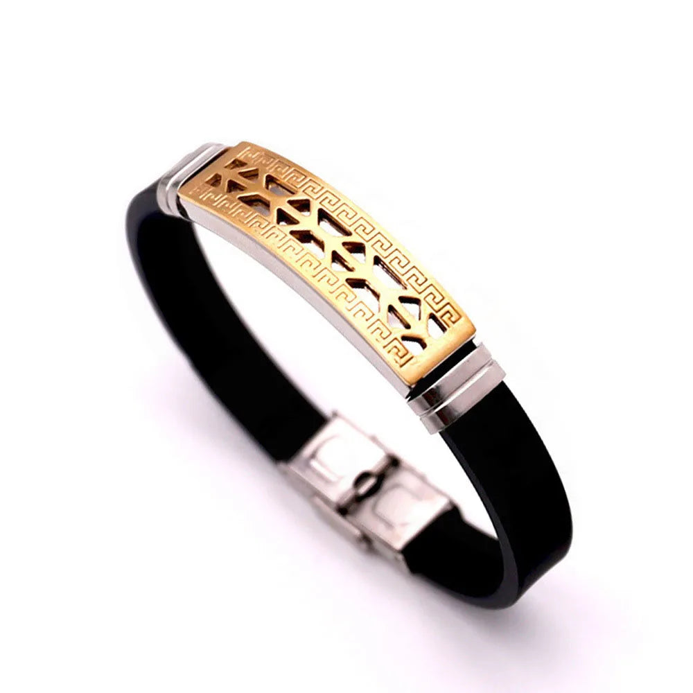 GJB245 Males Valentine's Gift Stainless Steel Hand Bands Boys Silicon Cheap Wristband Custom Bracelets for Husband MegaBDM