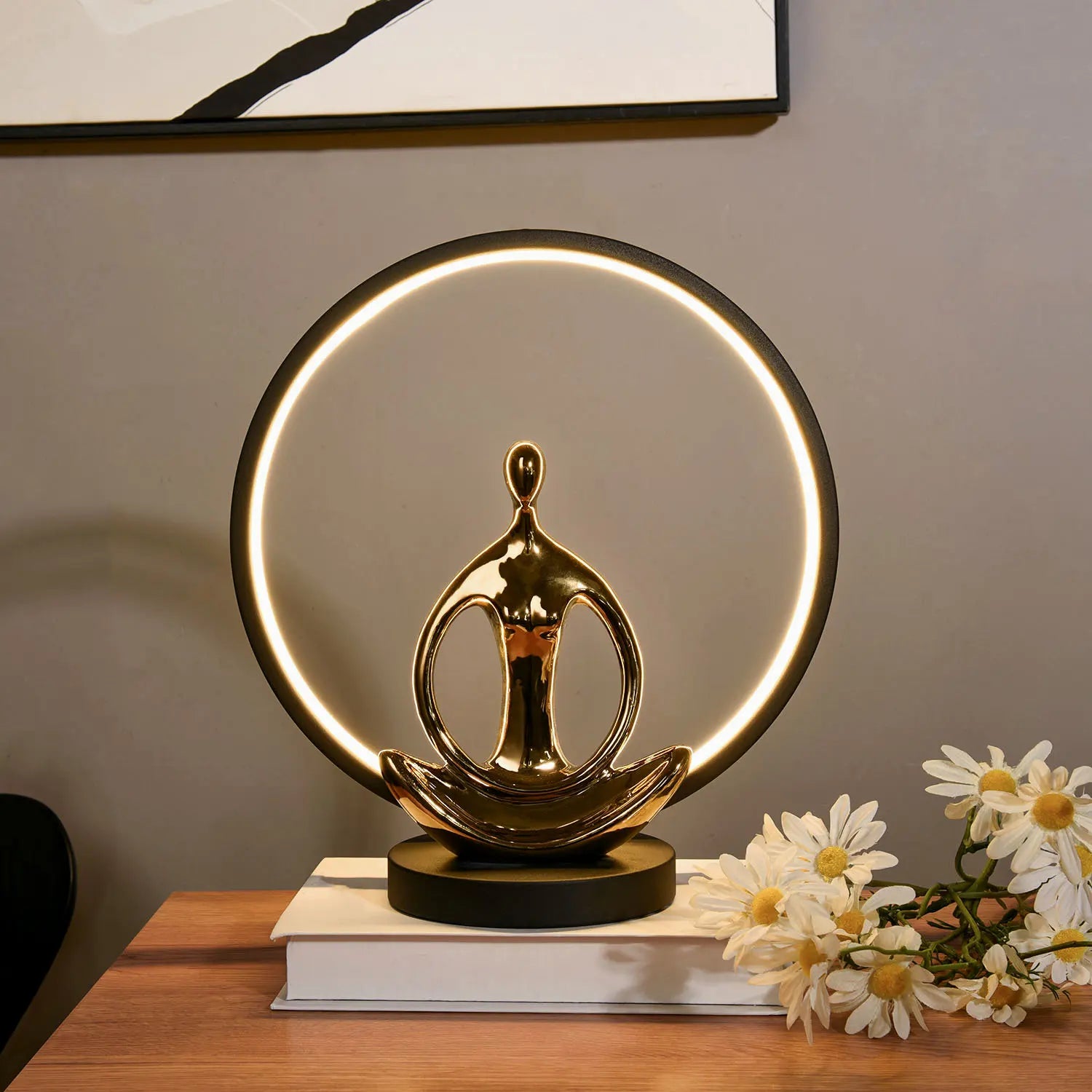Modern Ceramic Yoga Girl Abstract Art Decor USB Bedroom Living Room Bedside bar Table Lamp Light