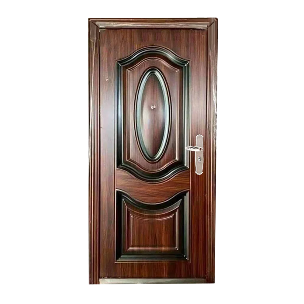 China Exquisitely Designed Modern Exterior Arches Double Front Main Wrought Iron Exterior Door Design With Smart Lock