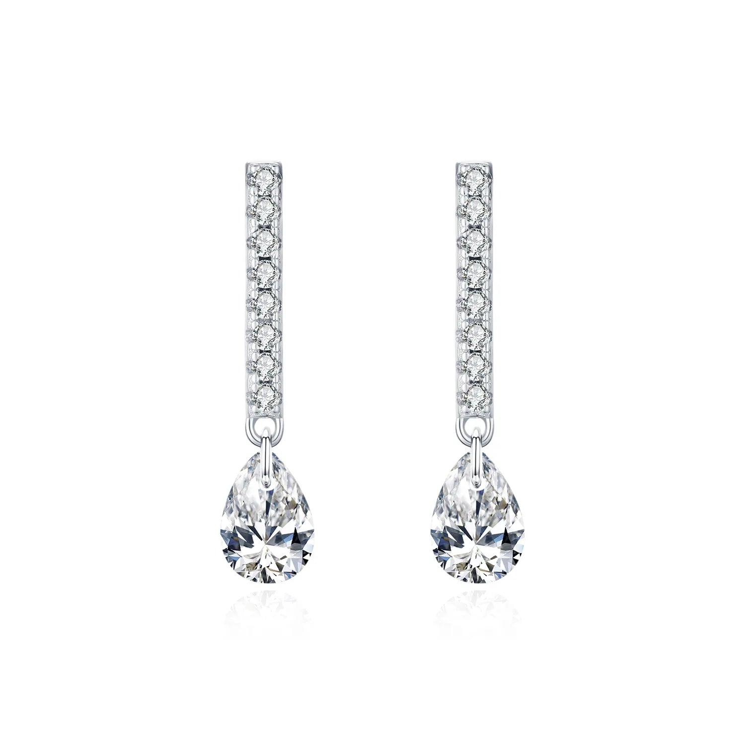 Factory Wholesale 925 Sterling Silver Light Luxury Simple Dazzling CZ Full Diamond Water Drop Earrings for Women