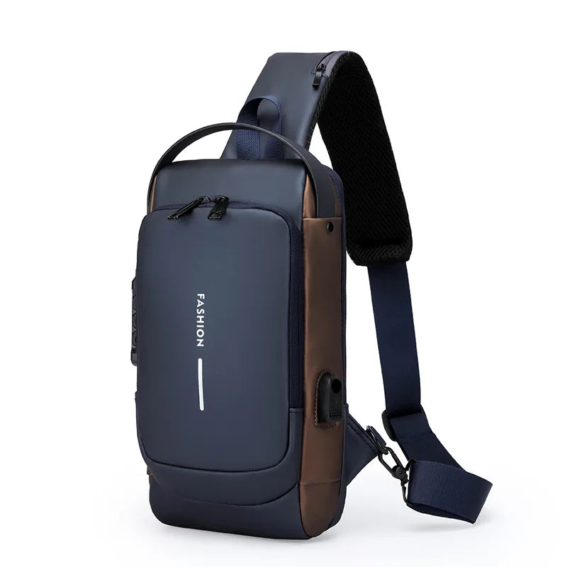 Unisex High Capacity Anti-Theft Messenger Bag Customizable Logo Waterproof PU Material Zipper Softback USB Charging Office