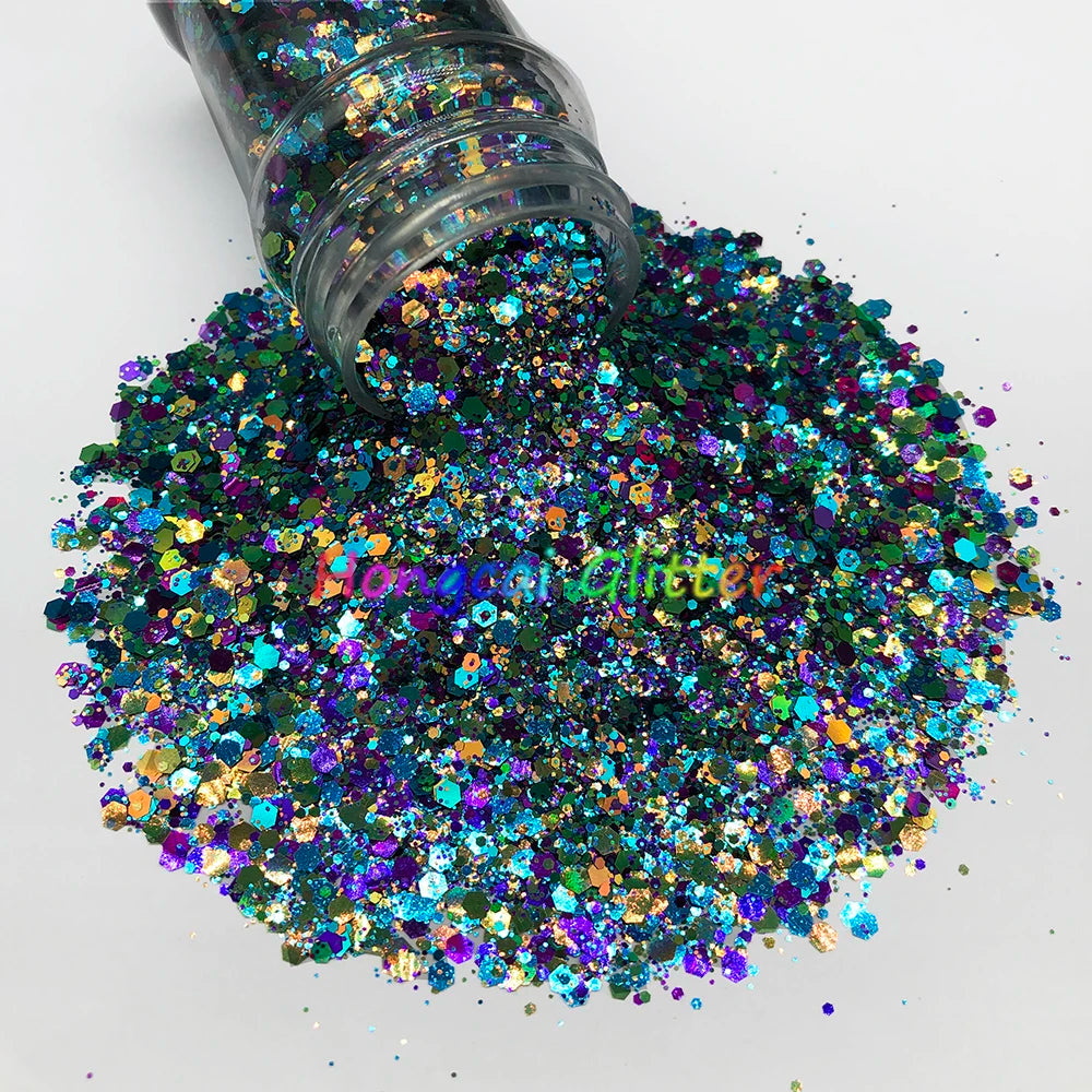 Wholesale Polyester Glitter for Epoxy Resin Tumblers Crafts Bulk Color Shift Glitter Nails Christmas Decorations
