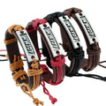 Hot Sale DPANCO Men's Vintage Braided Charm Bracelet with Alloy Letter WWJD Antique Silver Plated Wholesale