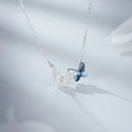 RINNTIN SWN03 Fashion Women Accessories Jewelry Wholesale 925 Sterling Silver Butterfly  Pendant Crystal Necklaces