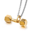 Waterproof 18K Gold Dumbbell Pendant Necklace for Men Boys Stainless Steel Fashion Fitness Gym Sports Jewelry Wholesale