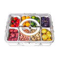 Divided Serving Tray With Lid and Handle Portable Snack Compartment Platters Keeping Food Storage Box Container