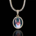 Hip Hop Handmade Custom Picture Necklace Memory Charm Bling Iced Out CZ Photo Pendant Necklace with Oval Dome