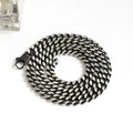 Trendy 8mm Cuban Chain for Men Black Silver Brush Finish Gold Plating Stainless Steel Link Chain Featuring Claw Setting Inlay