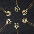 Fabulous Gold Choker Fashion Round Zodiac Pendant Necklace Chain Twelve Zodiac Jewelry