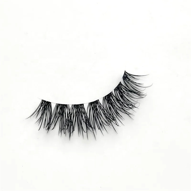 SL Wholesale Untral Super Lightweight Handmade Wispy Natural Strip Cat Eye Lashes Faux Mink clear Band Lashes