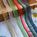 JFL028 1 Row Rhinestone Chain Ribbon Colorful Lace Trim Crystal Mesh Webbing Sew on Collar Clothing Decoration Accessories