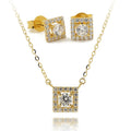 Fashion Real Gold Jewelry Set 18K Gold Necklace Stud Earring with 5A CZ Stones AU750 for Women