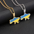 Manufacturer Stainless Steel Silver 18K Gold Plated Ukraine Flag Map Pendant Necklace for Men and Women Ukraine Necklaces
