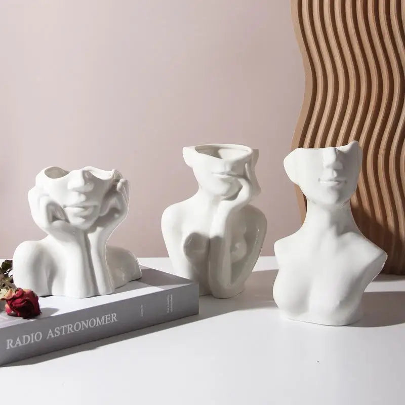 Nordic Porcelain Home Decoration Female Body Ceramic Vase Tabletop Art Design