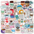 50Pcs Cute Kawaii PVC Graffiti Stickers for Drinks Coffee Milk Tea Girl Children Notebook Phone Luggage Laptop DIY