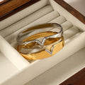 High-End V-Shaped Titanium Steel Bracelet with Diamond Geometric Simplicity Fashion Rings