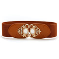 Vintage Elastic Wide Waist Belt for Women Stretchy with Alloy Buckle for Dresses