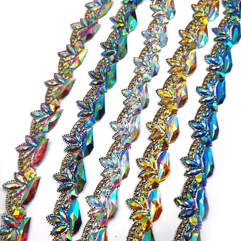 Hot Trend Product Carnival Season Costumes Crystal Gemstones Trims Iron on Applique Trims for Virginia and Tobago Carnival