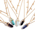 Multi Hexagon Natural Stone Pendant Jade Necklace Jewelry for Ladies