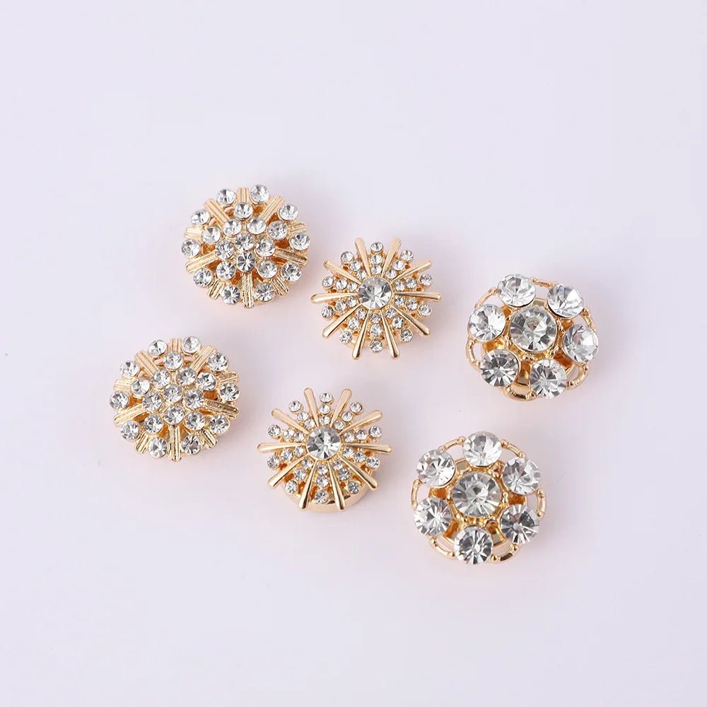 JFRB058-60  Fashion Rhinestone Crystal Button Covers Metal Alloy Detachable Button Cover Clip Over Existing Shirt Button