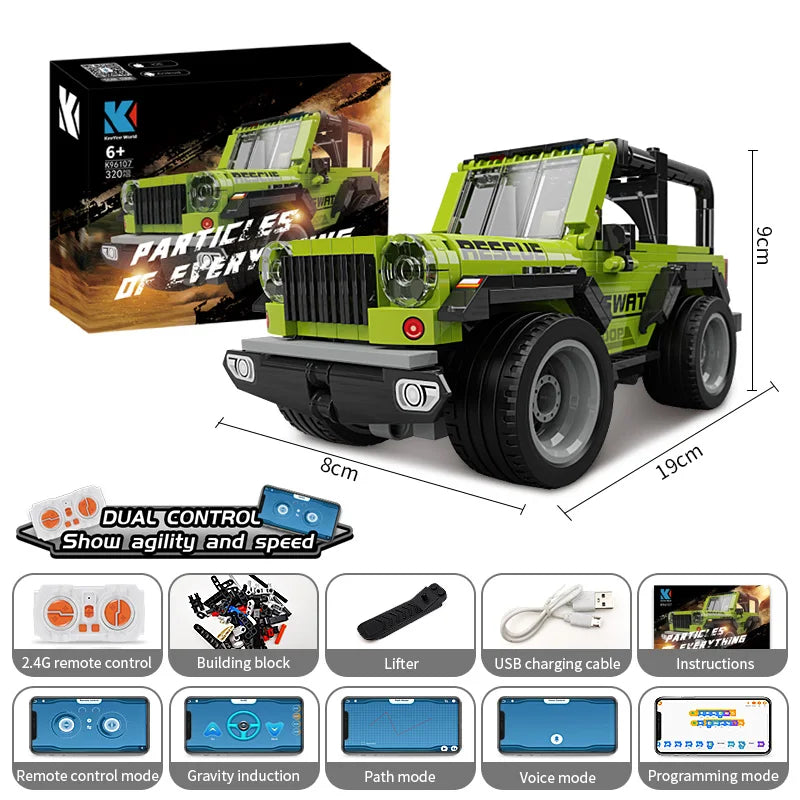 Flytec  Building Blocks Toys DIY Racing Car  Intelligent APP Remote Control SUV Plastic Brick RC Toys Set