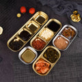 304 Stainless Steel Eco-Friendly Korean BBQ Accessories Dipping Sauce Plate Thickened Gold Hot Pot Divided Seasoning Dish