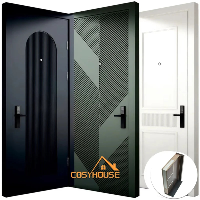 French Style White or Black Luxury Indoor Painted Door Design Interior Wood Doors for Houses Solid Timber Doors
