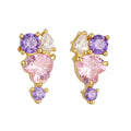Summer New Luxury 925 Sterling Silver Heart Stud Earrings Colorful Zircon Fine Drop Stud Earrings for Women Wholesale