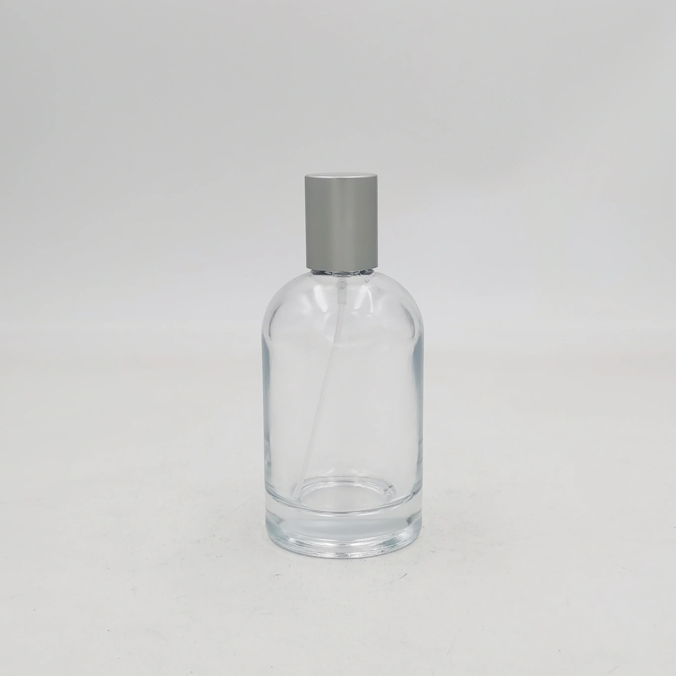 Custom Logo 30ml 50ml 100ml Round Glass Perfume Bottle Pump Sprayer Screen Printing Transparent Color Silver Cap Carton Packed
