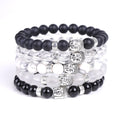 Fashion Jewelry 8MM Unisex Black Lava Tiger Eye Turquoise Energy Stone Buddha Head Mala Beads Stretch Bracelets for Men Women