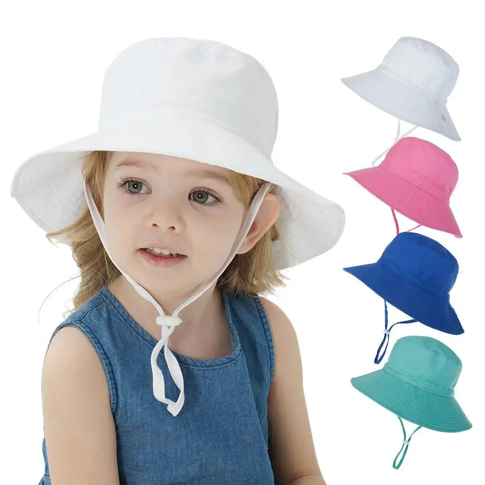 Baby Toddler Unisex Sun Protection UPF 50+ Wide Brim Bucket Hat Adjustable for Beach Travel Fishing Cycling Daily
