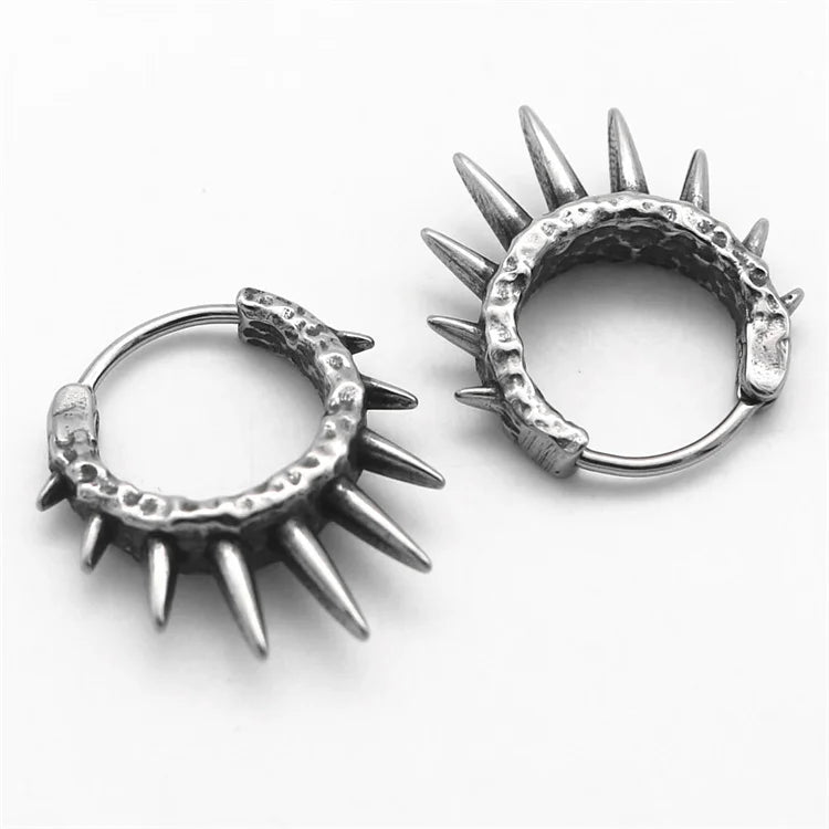 Wholesale Vintage Personalized Jewelry Stainless Steel Retro Spike Hoop Earrings Jewelry