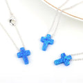 1 Piece Various Cross Pendant Necklace for Women Men 9x12mm Opal Beads Silver/18K Gold Plated Brass Necklace