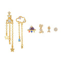 ZUOLA 6Pcs/set Luxury 3A Zircon Tassel Crown Style S925 Sterling Silver Needle Stud Elegant Bridal Party Jewelry Earrings Set
