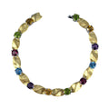 Noble Rhodium and Gold Plated 925 Sterling Silver Multiple Natural Gemstone Bracelet for Women Anniversary Gift