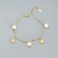 Shell Charm 18k Gold 925 Sterling Silver Summer Jewelry Silver Pearls Chain Bracelet Women