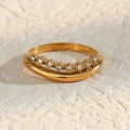 Dreamshow Rings Double Layer Stainless Steel Zircon Stacking Ring Tarnish Free & Water Proof Jewelry