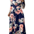 Elegant Spring Autumn Women's Dress Casual Fashion Floral Print Super Long Dress Fashion