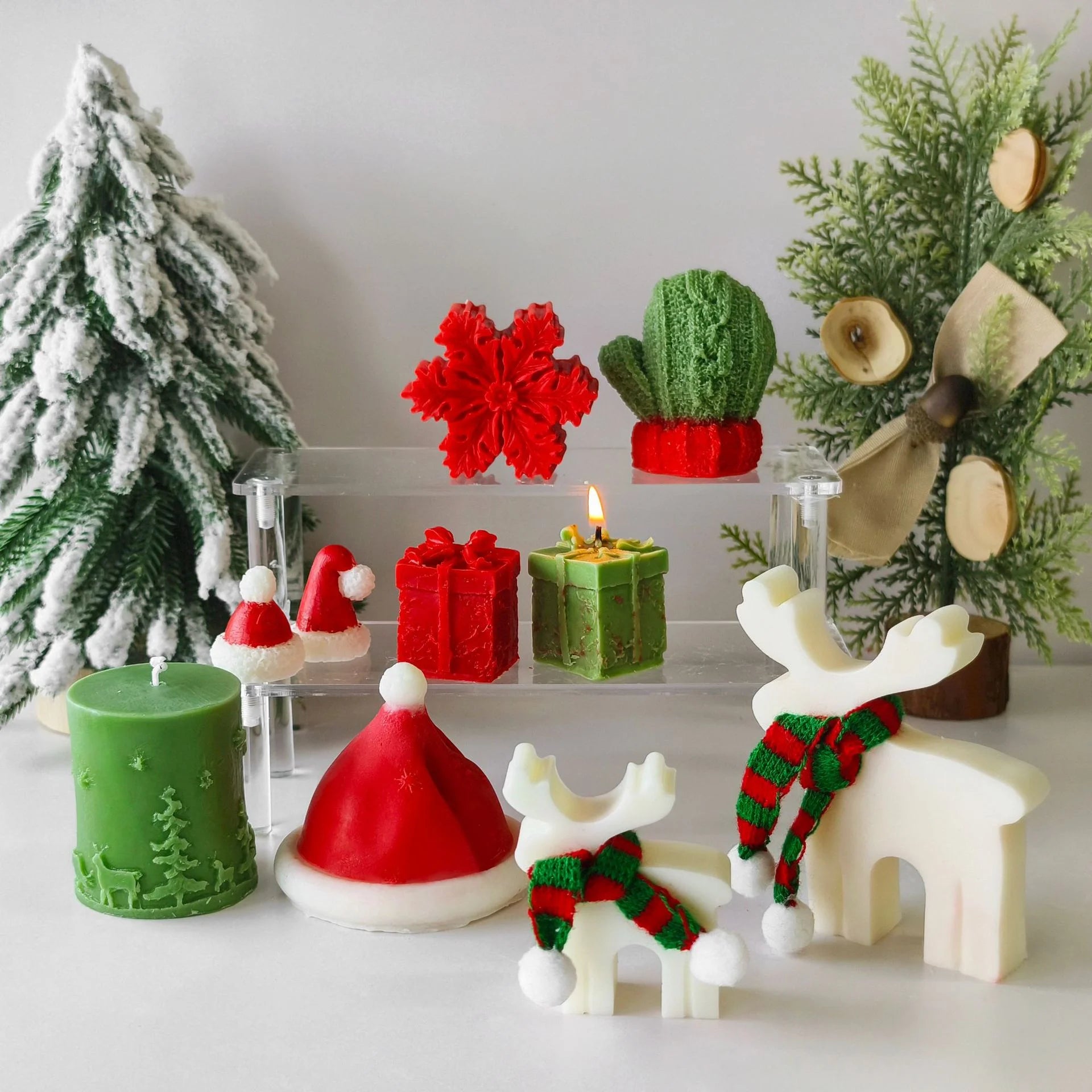 DIY Christmas Tree Candle Silicone Molds Christmas Ornaments Decoration Christmas Hat Snowflake Aromatherapy Candle Molds